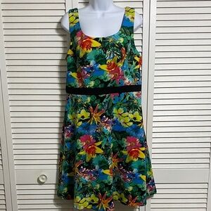 Spense Multicolor Graphic Tropical Scuba Sheath Dress